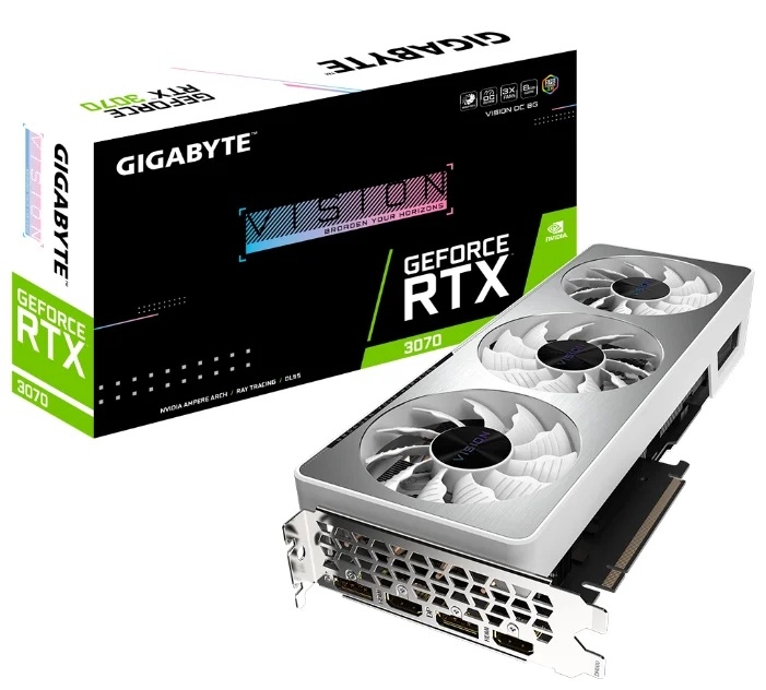 Видеокарта GigaByte, GeForce RTX 3070 1815MHz PCI-E 4.0 8192MB 14000MHz 256 bit 2xHDMI 2xDisplayPort HDCP VISION OC GV-N3070VISION OC-8GD
Видеокарта GigaByte, GeForce RTX 3070 1815MHz PCI-E 4.0 8192MB 14000MHz 256 bit 2xHDMI 2xDisplayPort HDCP VISION OC GV-N3070VISION OC-8GD
