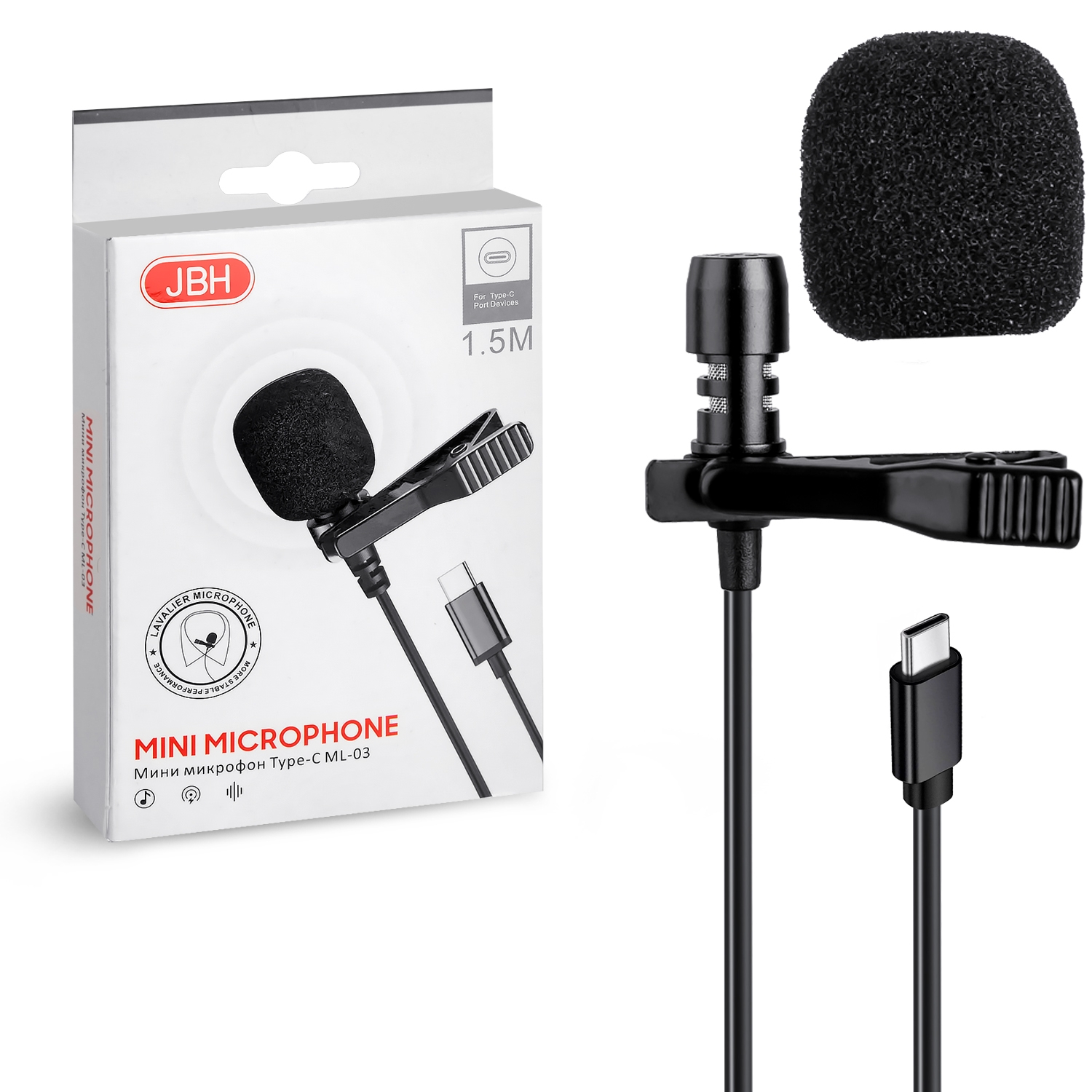 JBH Петличный мини микрофон Type-C ML-03