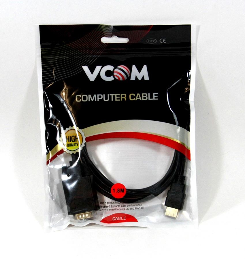 VCOM Кабель-переходник сигнальный HDMI-VGA 1.8m CG596-1.8M