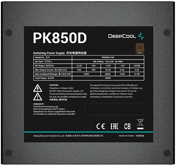 Deepcool PK850D 850W 80+ BRONZE