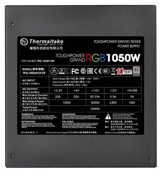 Thermaltake Toughpower Grand RGB Platinum 1050W PS-TPG-1050F1FAPE-1