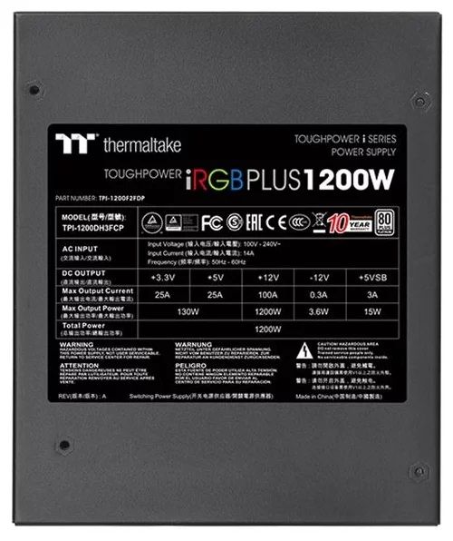 Thermaltake Toughpower iRGB PLUS 1200W Platinum 1200W PS-TPI-1200F2FDPE-1