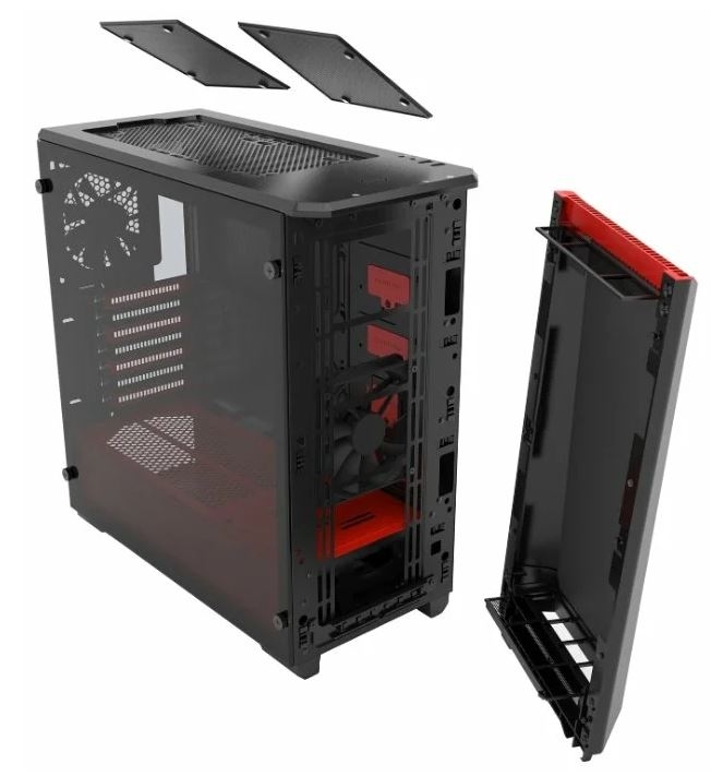 PHANTEKS Eclipse P400S Tempered Glass Black/red