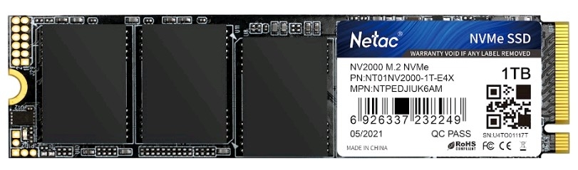 Netac NV2000 1Tb M.2 2280 NVMe PCI-E 3.0 NT01NV2000-1T0-E4X
