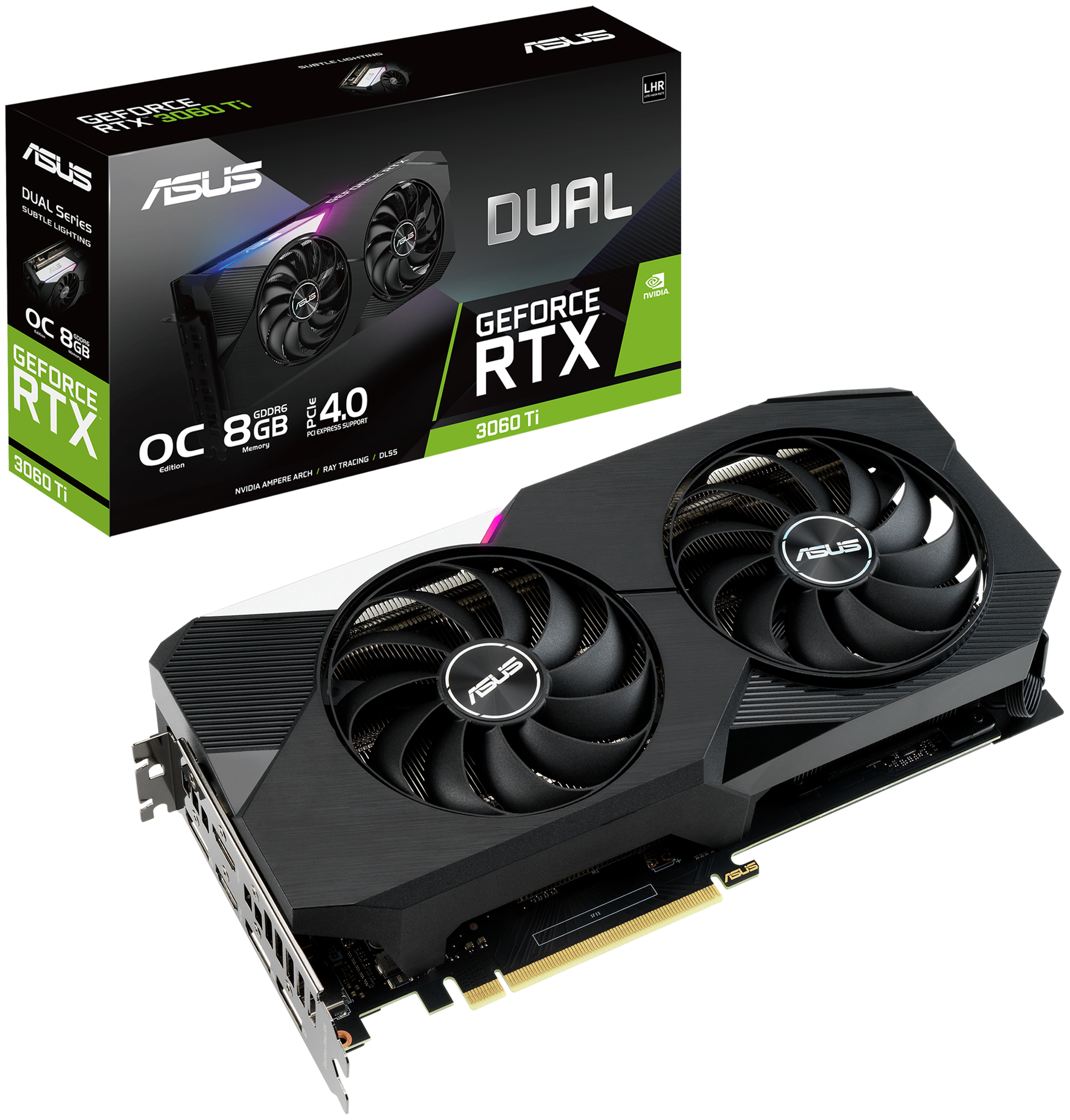 

Видеокарта ASUS, GeForce RTX 3060 Ti Dual OC 8G V2 LHR 1‎740MHz PCI-E 4.0 8192MB 14000MHz 256 bit 2xHDMI 2xDisplayPort HDCP DUAL-RTX3060TI-O8G-V2