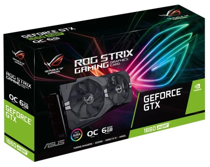 

Видеокарта ASUS, ROG Strix GeForce GTX 1660 SUPER Gaming OC 1845MHz PCI-E 3.0 6144MB 14002MHz 192 bit HDMI x2, DisplayPort x2 HDCP ROG-STRIX-GTX1660S-O6G-GAMING