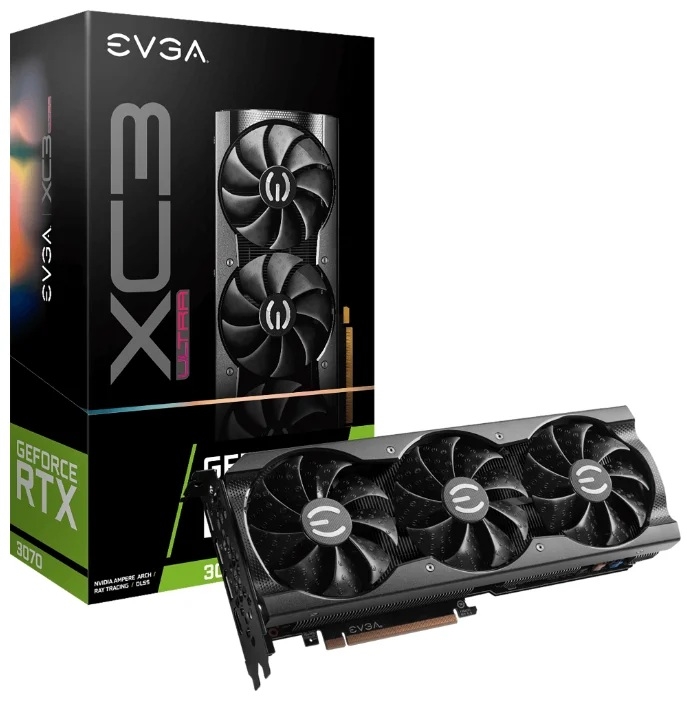 

Видеокарта EVGA, GeForce RTX 3070 XC3 ULTRA GAMING 8GB 1770MHz PCI-E 4.0 8192MB 14000MHz 256 bit HDMI 3xDisplayPort HDCP 08G-P5-3755-KR