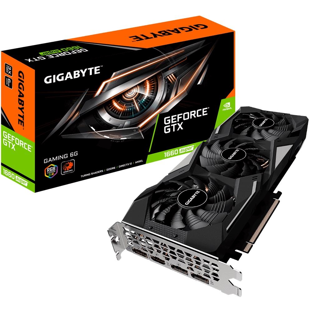 

Видеокарта GigaByte, GeForce GTX 1660 SUPER GAMING 6GB 1785Mhz PCI-E 3.0 6144Mb 14000Mhz 192 bit HDMI 3xDisplayPort HDCP GV-N166SGAMING-6GD