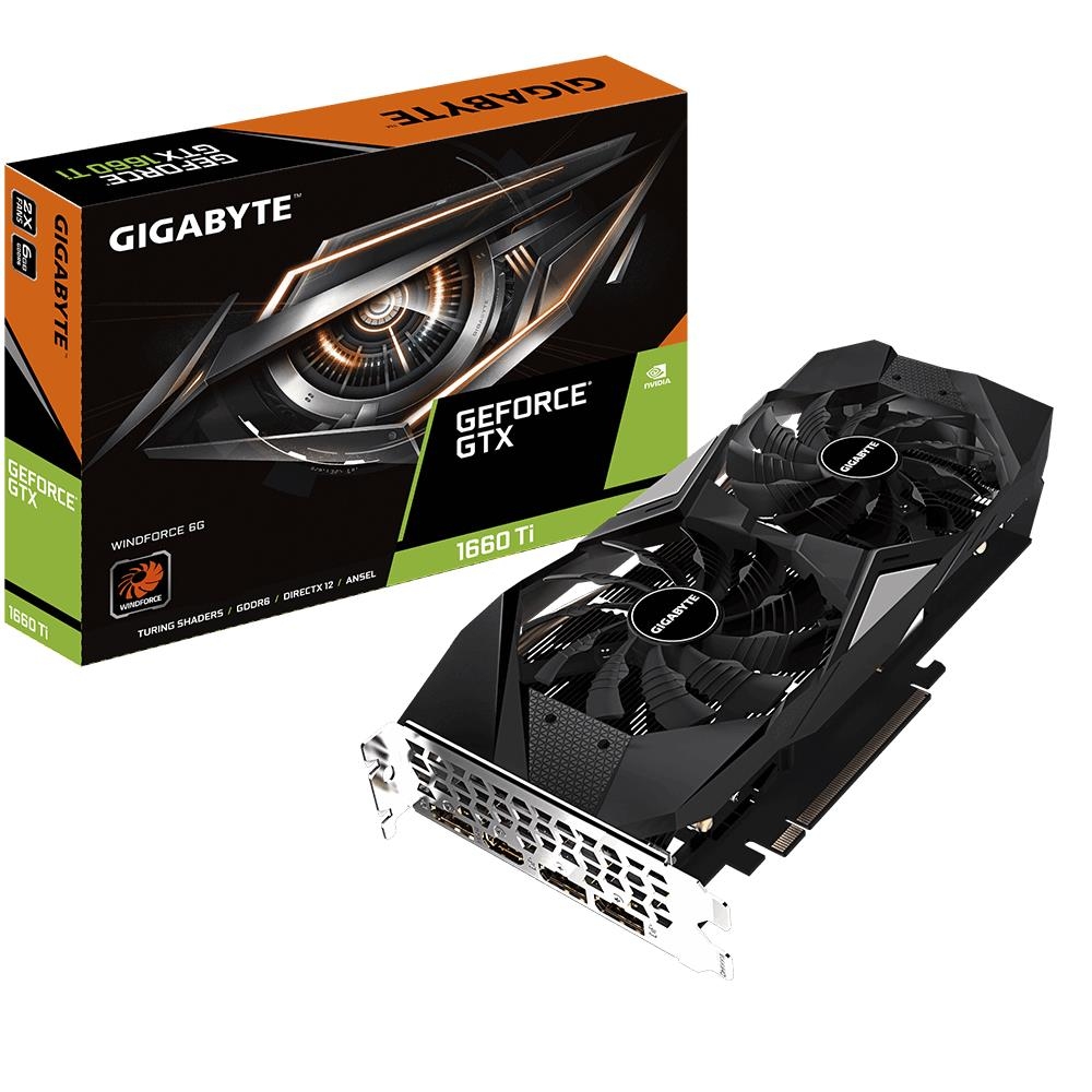 

Видеокарта GigaByte, GeForce GTX 1660 Ti WINDFORCE 6G 1770Mhz PCI-E 3.0 6144Mb 12000Mhz 192 bit HDMI 3xDisplayPort GV-N166TWF2-6GD