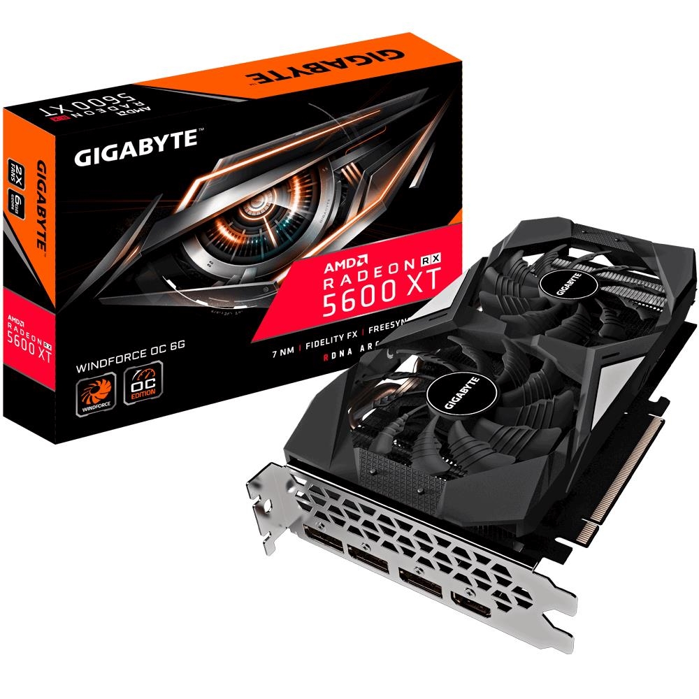 

Видеокарта GigaByte, Radeon RX 5600 XT WINDFORCE OC (rev. 2.0) 1620MHz PCI-E 4.0 6144MB 12000MHz 192 bit 3xDisplayPort HDMI HDCP GV-R56XTWF2OC-6GD V2