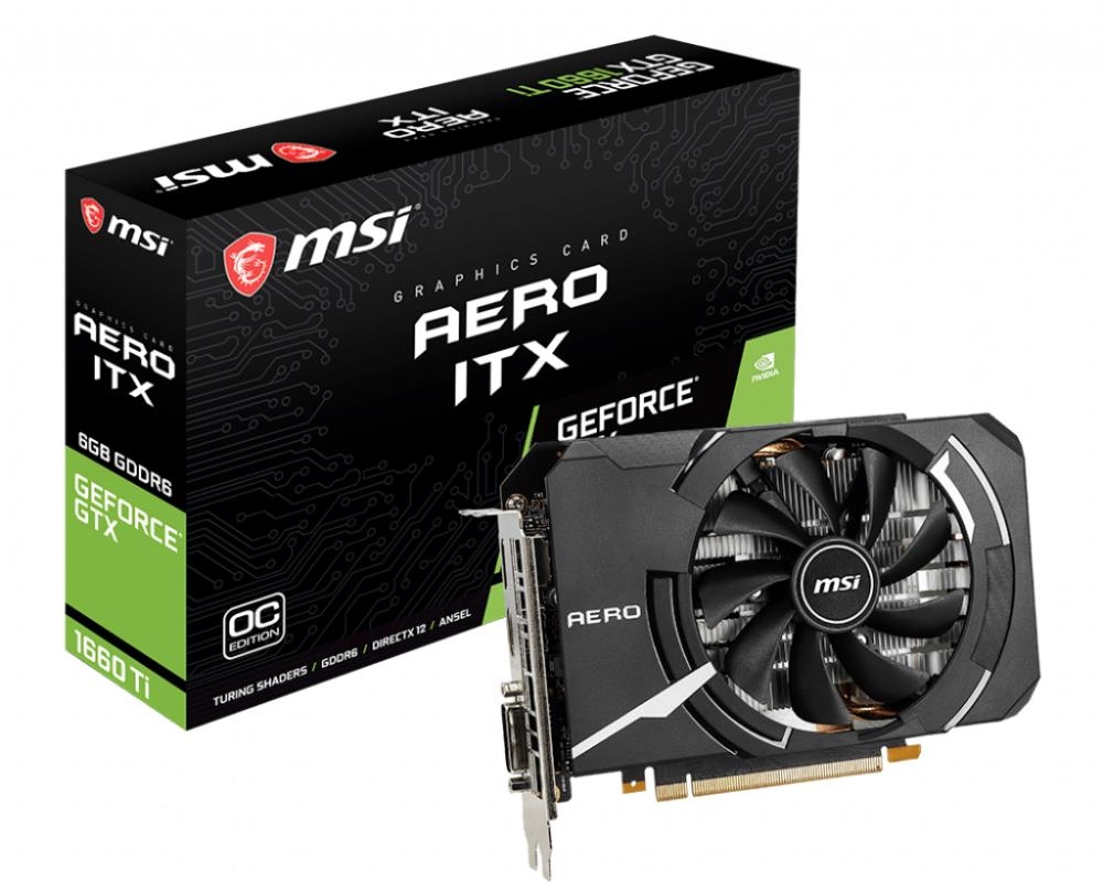 

Видеокарта MSI, GeForce GTX 1660 Ti 1830MHz Aero ITX OC PCI-E 3.0 6144MB 12000MHz 192 bit HDMI HDCP 1660TIAEROITX6GOC