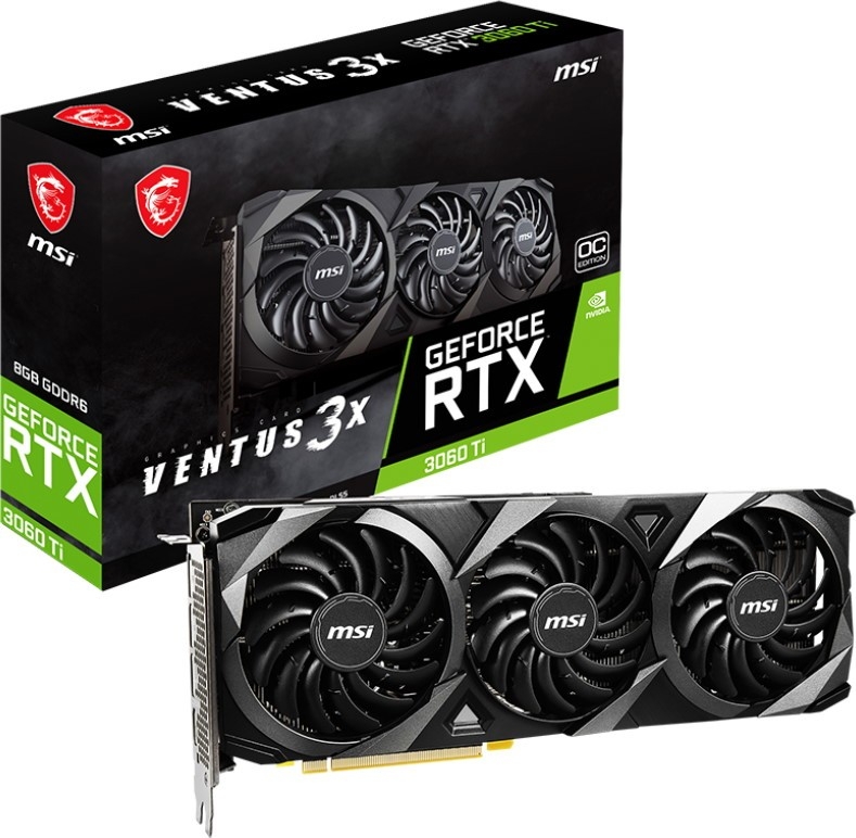 

Видеокарта MSI, GeForce RTX 3060 TI VENTUS 3X 8G OC LHR 1695MHz PCI-E 4.0 8192MB 14000MHz 256 bit HDMI 3xDisplayPort HDCP