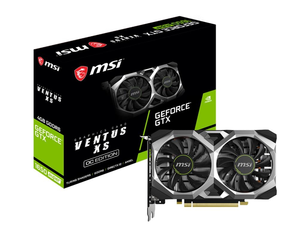 

Видеокарта MSI, GeForce GTX 1650 Super VENTUS XS OC 1740MHz PCI-E 3.0 4096MB 12000MHz 128 bit HDCP HDMI DisplayPort DVI GTX1650SUPVENTUSXSOC