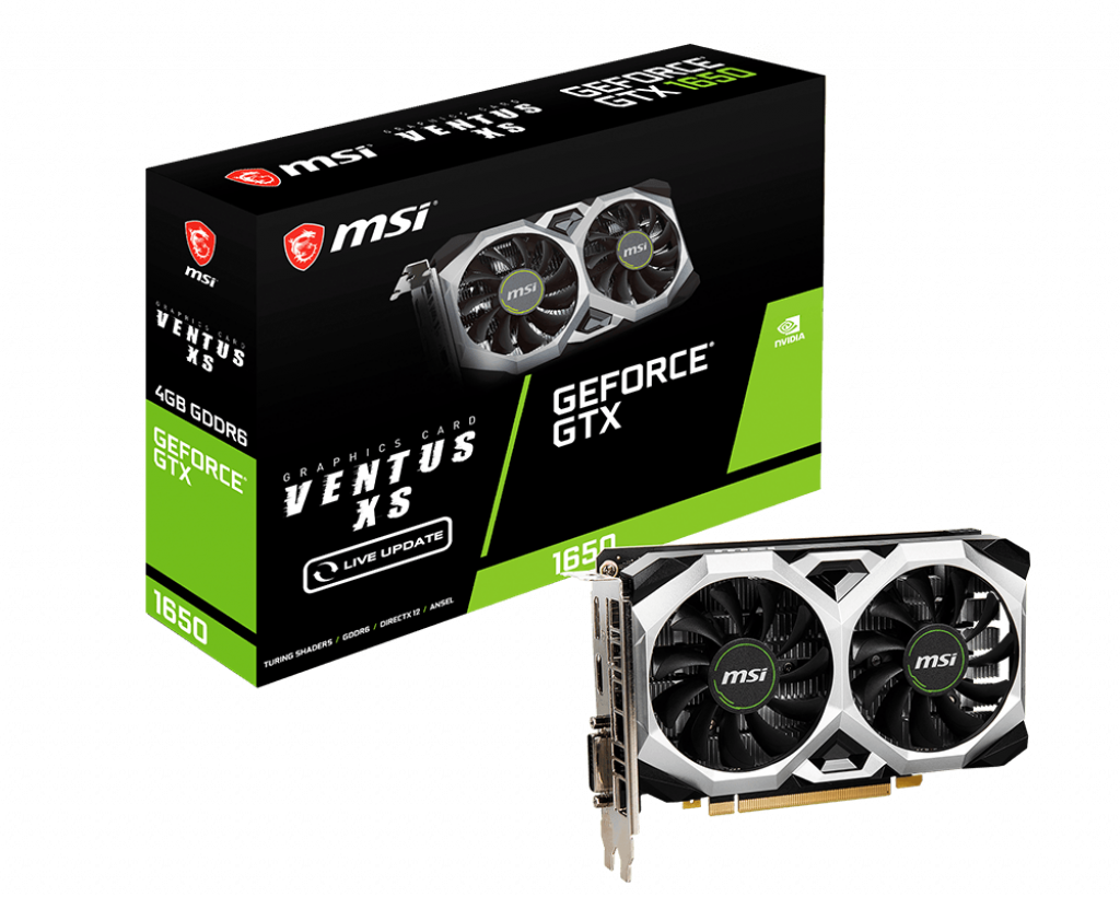 

Видеокарта MSI, GeForce GTX 1650 D6 VENTUS XS V1 1596MHz PCI-E 3.0 4096MB GDDR6 12000MHz 128 bit DVI DisplayPort HDMI HDCP (GTX 1650 D6 VENTUS XS V1)