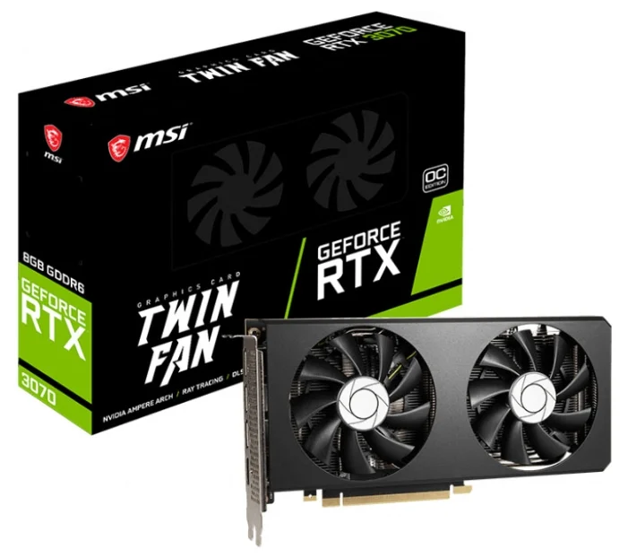 

Видеокарта MSI, GeForce RTX 3070 TWIN FAN OC 1740MHz PCI-E 4.0 8192MB 14000MHz 256 bit HDMI 3xDisplayPort HDCP