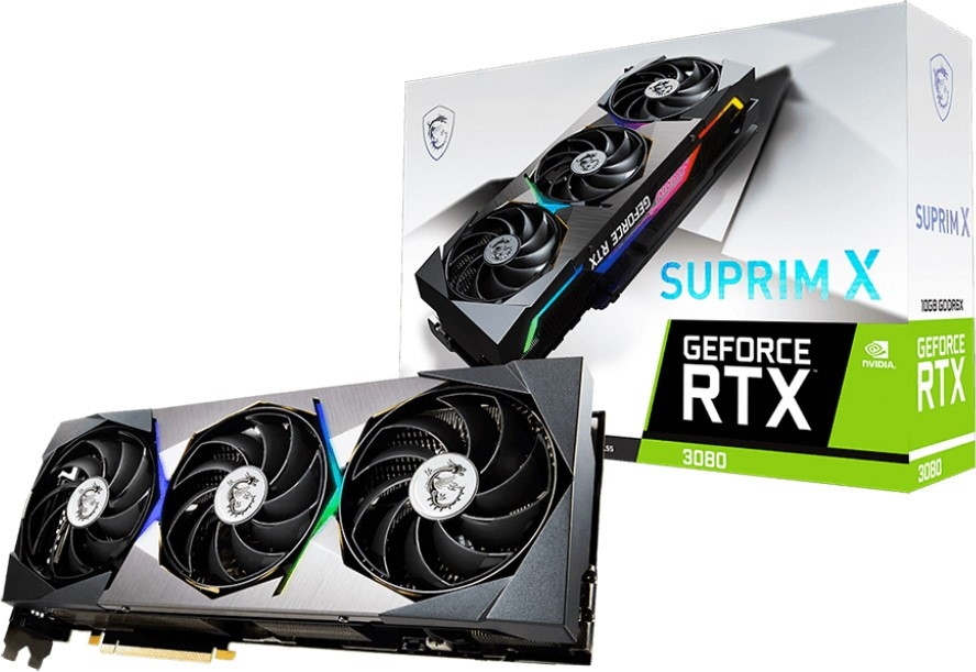 

Видеокарта MSI, GeForce RTX 3080 SUPRIM X 10G LHR 1920MHz PCI-E 4.0 10240MB 19000MHz 320 bit HDMI 3xDisplayPort HDCP