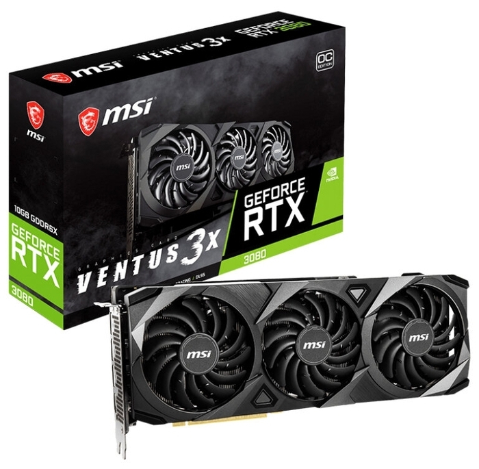 

Видеокарта MSI, GeForce RTX 3080 VENTUS 3X 10G OC LHR 1740MHz PCI-E 4.0 10240MB 19000MHz 320bit HDMI 3xDisplayPort HDCP