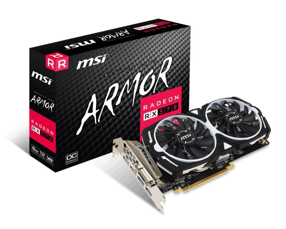 

Видеокарта MSI, Radeon RX 570 ARMOR 8G 1244Mhz PCI-E 3.0 8192Mb 7000Mhz 256 bit DVI HDMI 3xDisplayPort HDCP