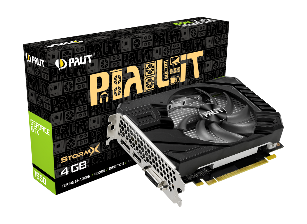 

Видеокарта Palit, GeForce GTX1650 STORMX D6 4096Mb 192bit GDDR6 1590MHz 12 Gbps DVIx1, HDMIx1, DisplayPort NE61650018G1-166F