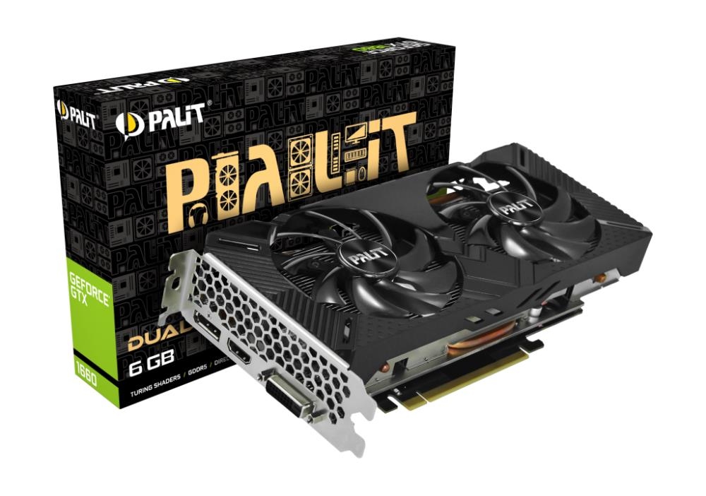 Palit GeForce GTX1660 Dual 6G 1785MHz PCI-E 3.0 6144MB 8000MHz 192 bit DVI HDMI HDCP Dual NE51660018J9-1161A