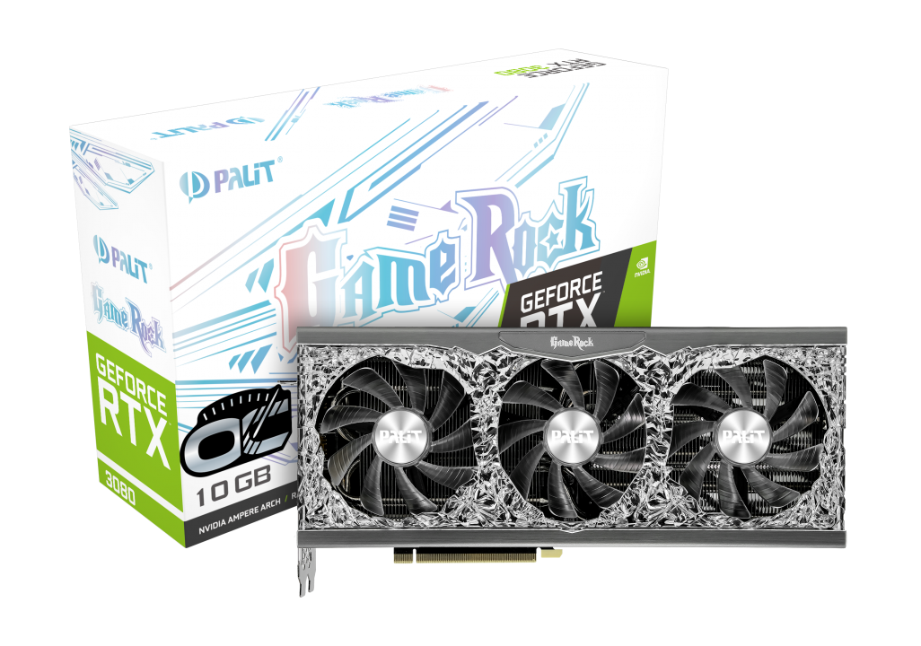 Palit GeForce RTX 3080 GameRock OC 1860MHz PCI-E 4.0 10240MB 19 Gbps 320 bit HDMI DPx3 NED3080H19IA-1020G
