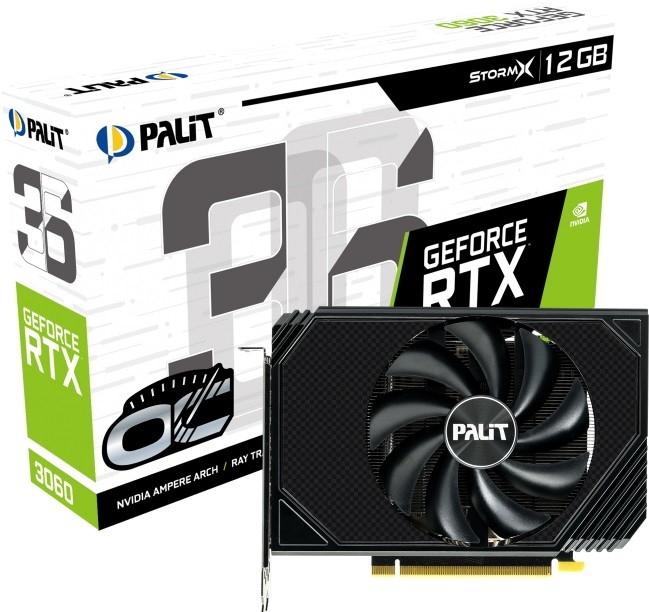 Palit GeForce RTX 3060 StormX OC 1807MHz PCI-E 4.0 12288 MB 15000 MHz 192 bit HDMI DPx3 NE63060S19K9-190AF