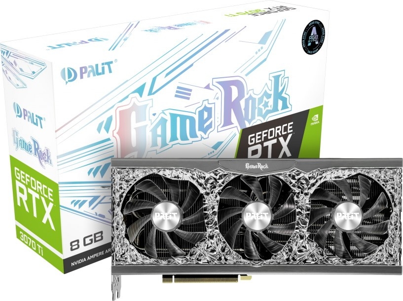 

Видеокарта Palit, GeForce RTX 3070Ti GameRock V1 LHR 8G 1770MHz PCI-E 4.0 8192MB 19000MHz 256 bit HDMI DPx3 NED307T019P2-1047G