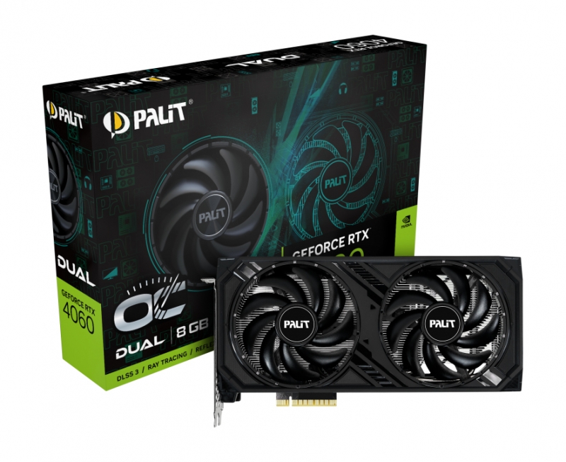 Palit GeForce RTX 4060 DUAL OC 8G 2670MHz PCI-E 4.0 8192MB 17000MHz 128bit HDMI 3xDisplayPort HDCP NE64060T19P1-1070D