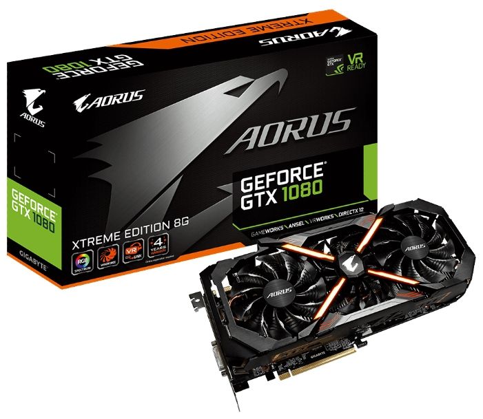 GigaByte GeForce GTX 1080 1784Mhz PCI-E 3.0 8192Mb 10400Mhz 256 bit DVI 3xHDMI HDCP AORUS xtreme edition GV-N1080AORUSX-8GD УЦЕНКА