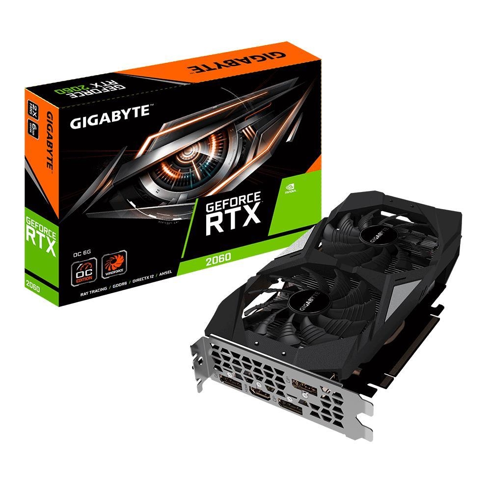 

Видеокарта GigaByte, GeForce RTX 2060 OC 6G 1755MHz PCI-E 3.0 6144MB 14000MHz 192 bit HDMI DisplayPort 1.4 *3 GV-N2060OC-6GD (rev. 2.0)