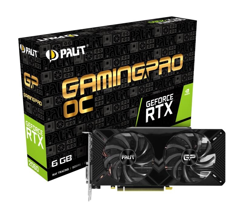 Palit GeForce RTX 2060 1365MHz PCI-E 3.0 6144MB 14000MHz 192 bit DVI HDMI HDCP GamingPro OC NE62060T18J9-1062A