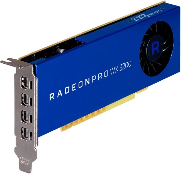 

Видеокарта DELL, Radeon Pro WX 3200 1296MHz PCI-E 3.0 4096MB 6000MHz 128 bit HDCP, Mini DisplayPort x4 (490-BFQS)