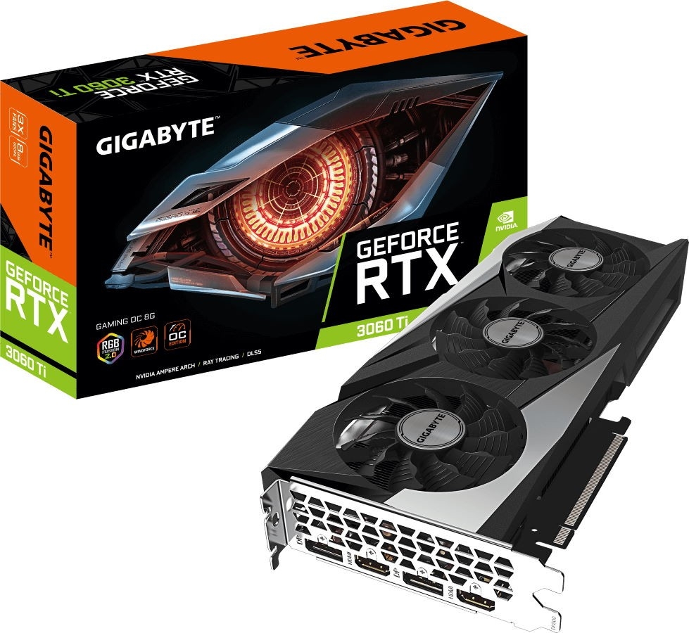 GigaByte GeForce RTX 3060 Ti GAMING OC 8G (rev. 2.0) LHR 1‎740MHz PCI-E 4.0 8192MB 14000MHz 256 bit 2xHDMI 2xDisplayPort HDCP GV-N306TGAMING OC-8GD rev2.0
