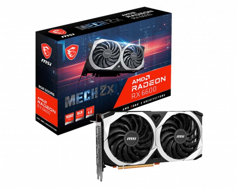 

Видеокарта MSI, Radeon RX 6600 MECH 2X 8G 2044 MHz PCIE 4.0 14000Mb 128 bit GDDR6 3*DisplayPort HDMI