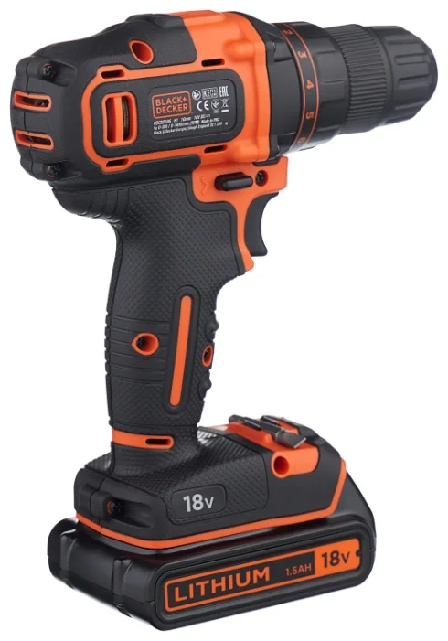 Black & Decker Аккумуляторная дрель-шуруповерт BDCDD186KB Li-Ion 1.54 А·ч 18 В х2 кейс 40 Н·м