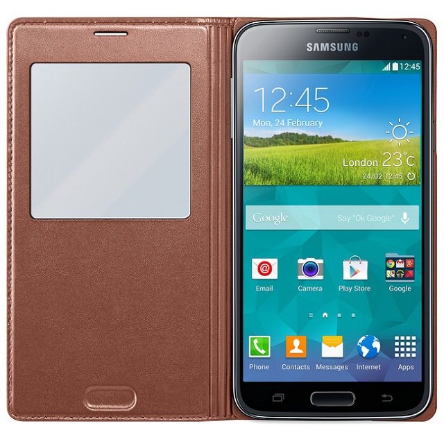 Samsung Чехол-книжка S-View Wireless Cover для Samsung Galaxy S5 G900F для беспроводной зарядки