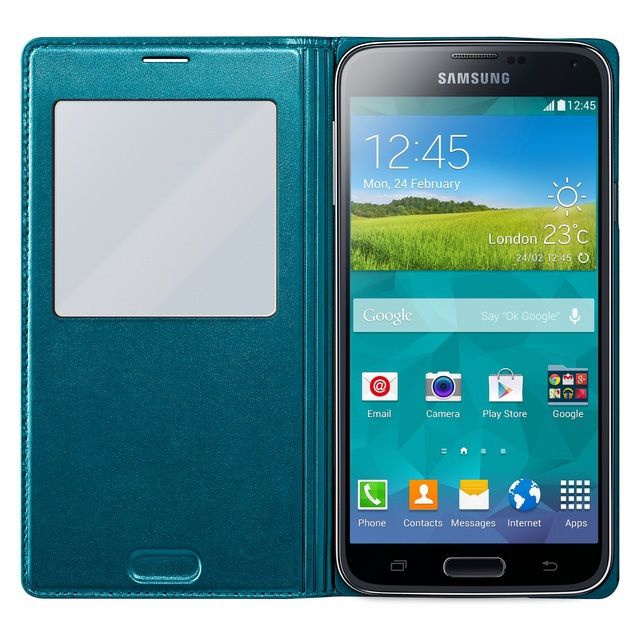 Samsung Чехол-книжка S-View Wireless Cover для Samsung Galaxy S5 G900F для беспроводной зарядки