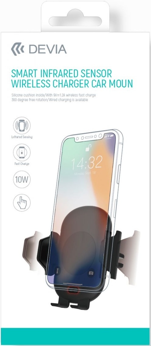 Devia Автомобильный держатель Smart Infrared Sensor с беспроводной зарядкой, 10W
