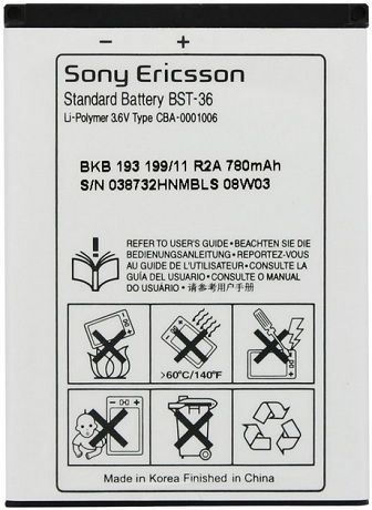 

Аккумуляторы Sony Ericsson, BST-36