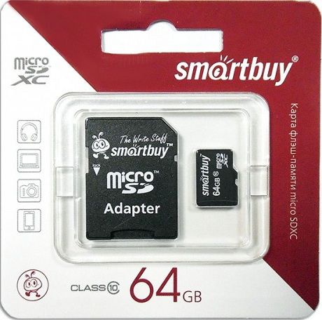 SmartBuy microSDXC Class 10 64GB + SD adapter