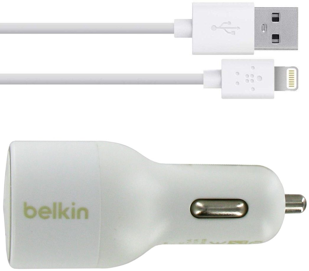 Belkin Автомобильное зарядное устройство 2USB с кабелем 8pin, 4.2A