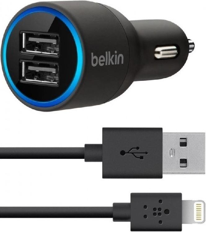 Belkin Автомобильное зарядное устройство 2USB с кабелем 8pin, 4.2A