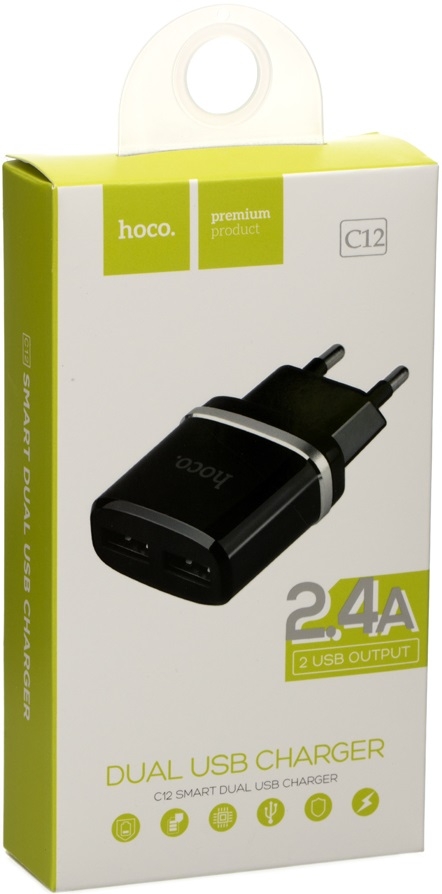 Hoco Сетевое зарядное устройство C12 Smart 2USB, 2.4A