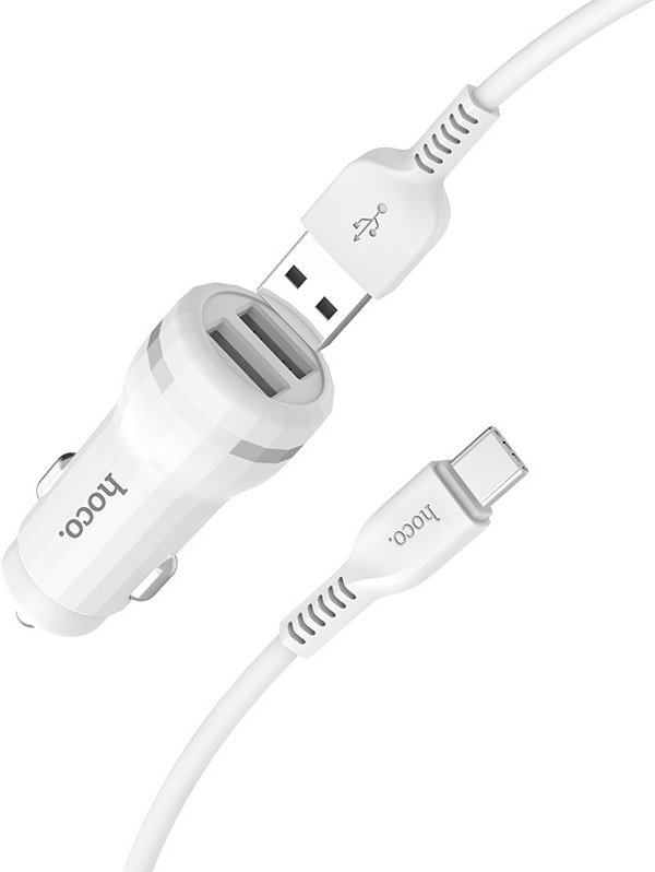 Hoco Автомобильное зарядное устройство Z27 Staunch 2USB + кабель USB Type-C, 2.4A