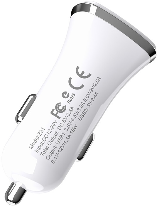 Hoco Автомобильное зарядное устройство Z31 Universe 2USB QC3.0, 3.4A