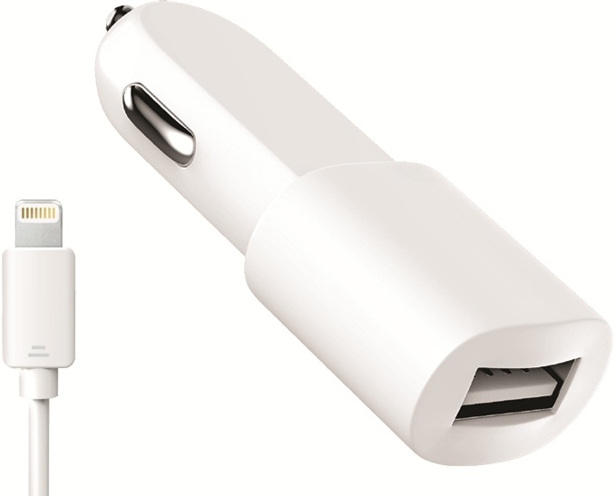 OLMIO Автомобильное зарядное устройство USB + кабель 8pin, 2.1A
