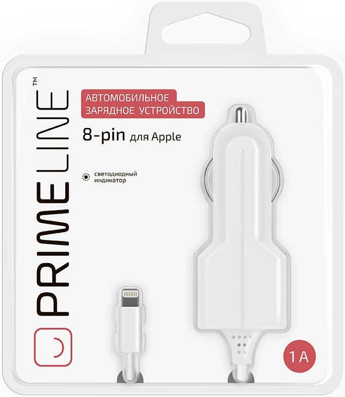 Prime Line Автомобильное зарядное устройство 8-pin для Apple, 1A