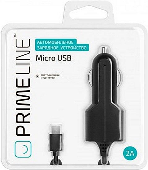 Prime Line Автомобильное зарядное устройство Micro USB, 2.1A