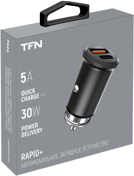 TFN Автомобильное зарядное устройство RAPID+ USB QC/PD, 5A/30W