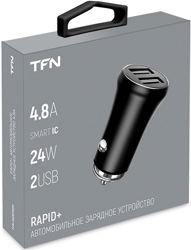 TFN Автомобильное зарядное устройство Rapid+ 2USB, 24W